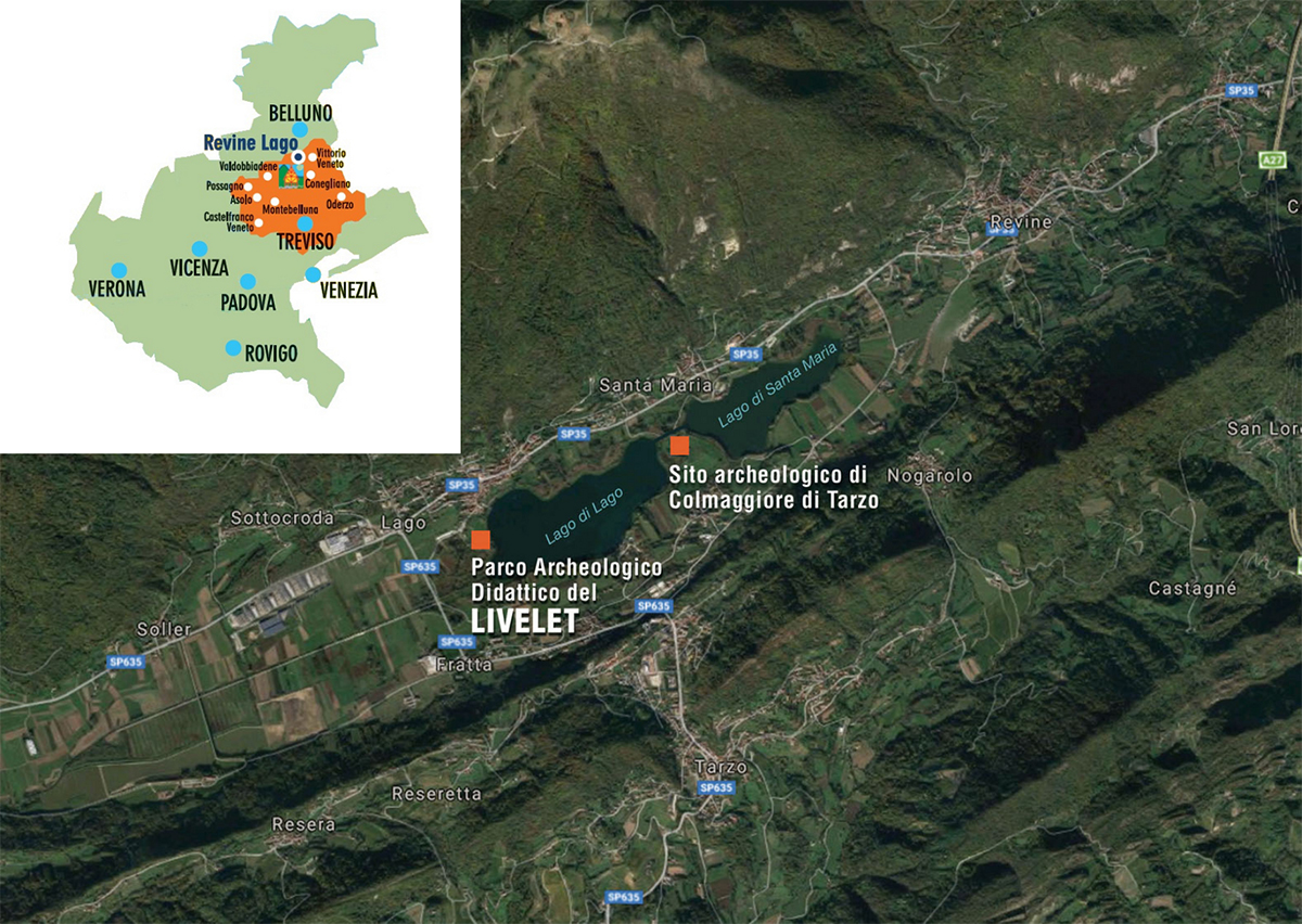 Fig. 1. Geographical location of Parco Archeologico didattico del Livelet and Colmaggiore di Tarzo archaeological site.