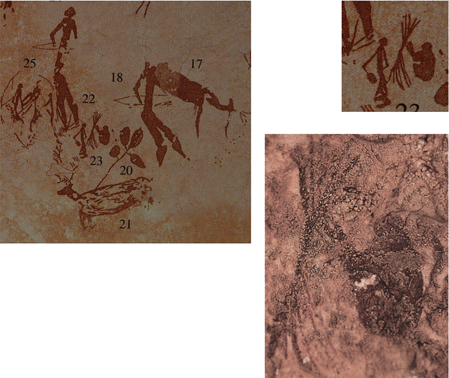 Figura 6. Coves de Santa Maira, boca oest (SM-W). Representació d’estil llevantí que ha estat interpretada com una figura humana processant vares/fibres vegetals (modificat a partir de CEC 1998).