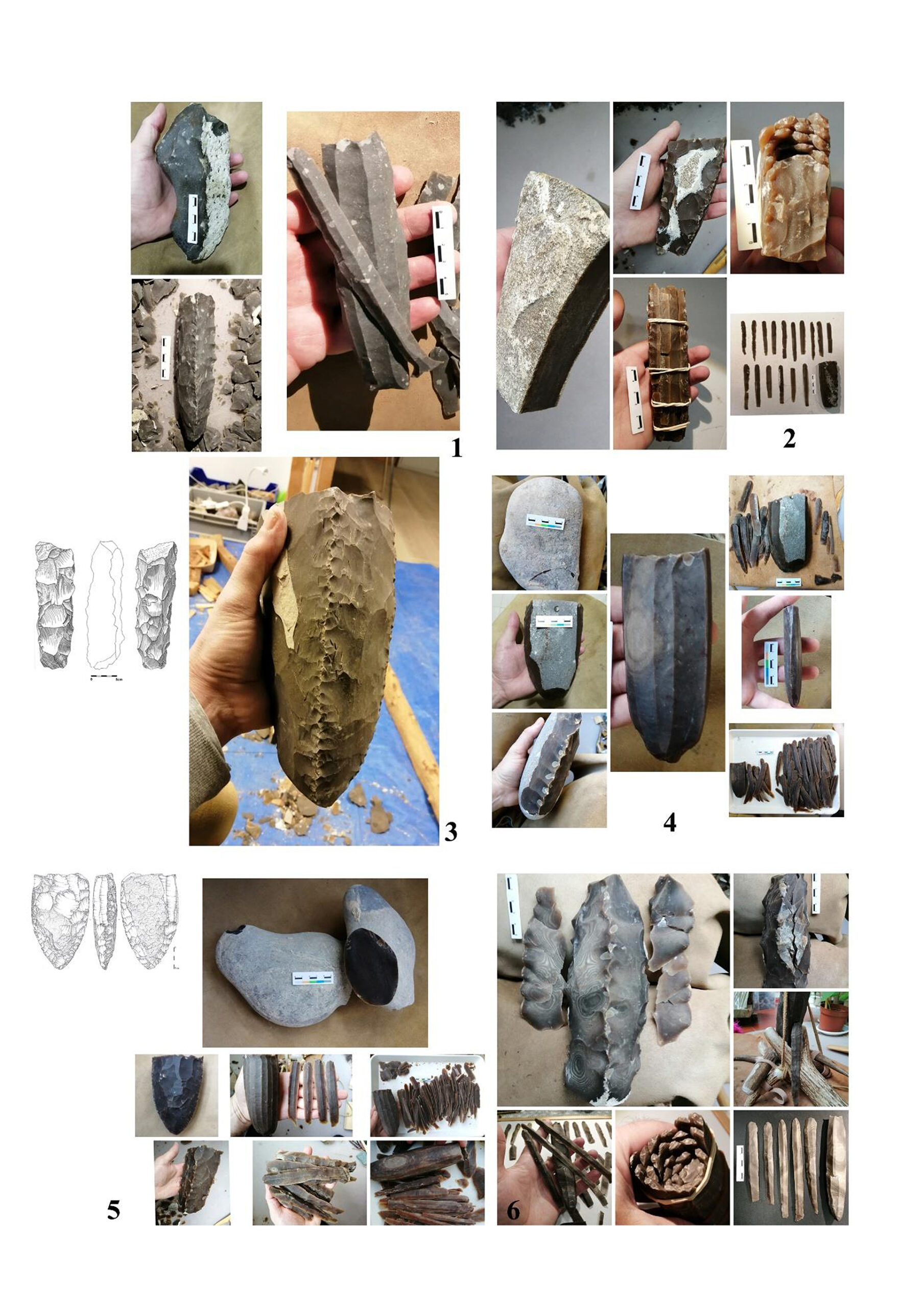 Figura 4. Mètodes de conformació i explotació de nuclis laminars per pressió.